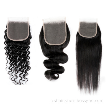 XuShang 4x4 5x5 6x6 7x7 13x4 All Size Human Hair Lace Closure wholesale virgin brazilian hair vendors straight body wave